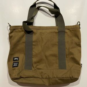 Stussy X Herschel Supply Co. Outdoor tote bag Olive Drab Green Rare HTF Limited